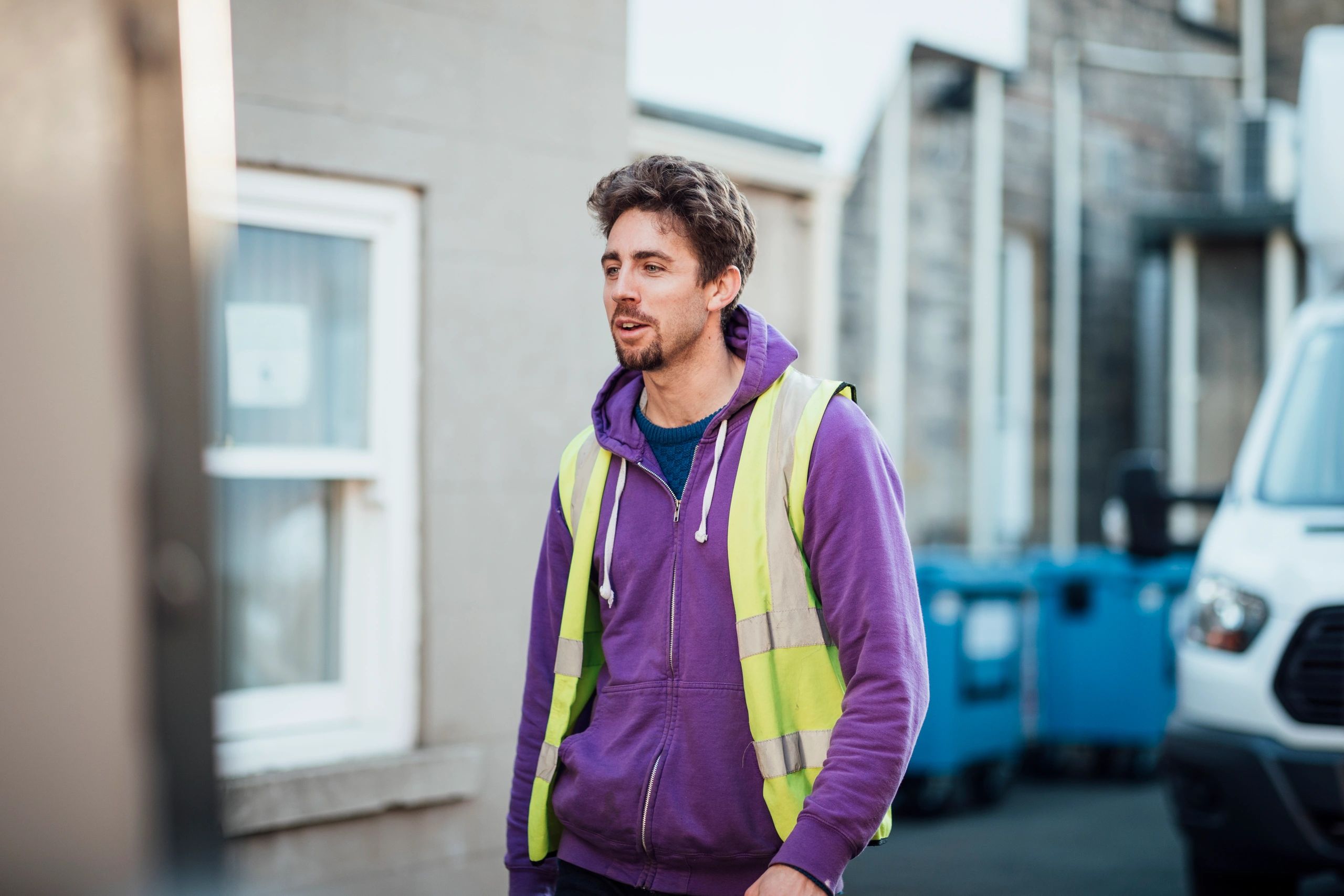 Professional in reflective outerwear outdoors