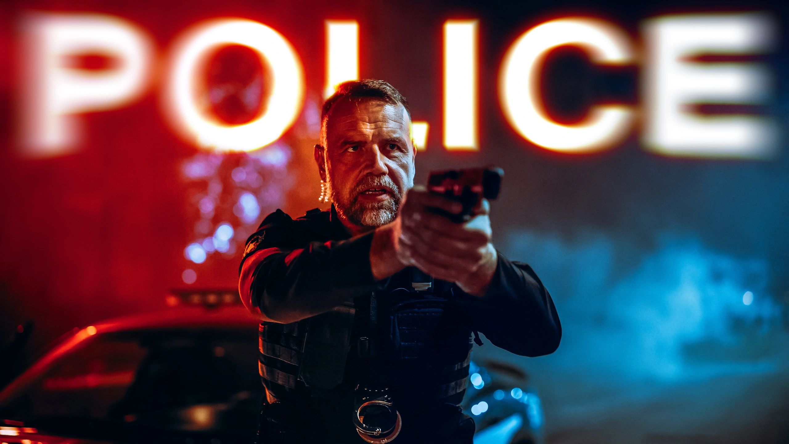 Armed security guard in professional uniform