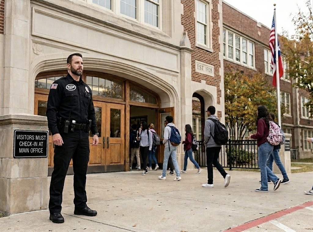 Access control and visitor management security personnel at an entry point