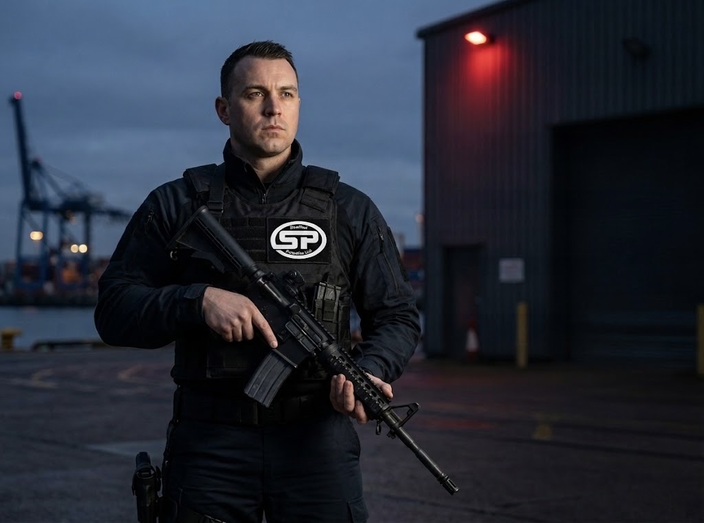 Professional security personnel standing outdoors